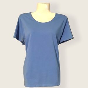Kim Rogers Pretty Lite Blue Large Short Sleeve Comfortable Shirt